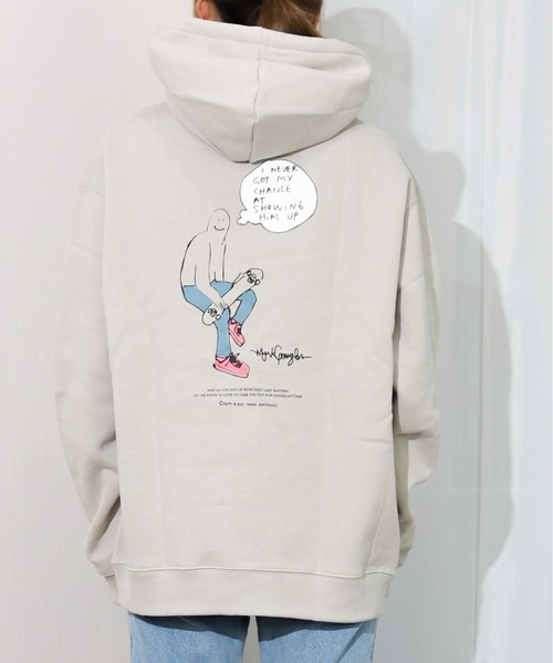 Mark Gonzales(マーク・ゴンザレス)の「MARK GONZALES/マークゴンザレス 裏起毛 イラストプリント入り BIGプルパーカー ”SKATER"(パーカー・メンズ・グリーン/パープル/ブラック/グレイッシュベージュ・MEDIUM/X-LARGE/LARGE)」の3枚目の写真