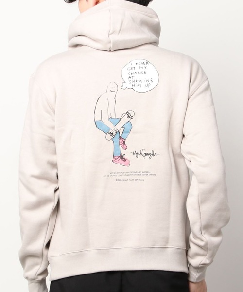 Mark Gonzales(マーク・ゴンザレス)の「MARK GONZALES/マークゴンザレス 裏起毛 イラストプリント入り BIGプルパーカー ”SKATER"(パーカー・メンズ・グリーン/パープル/ブラック/グレイッシュベージュ・MEDIUM/X-LARGE/LARGE)」の7枚目の写真
