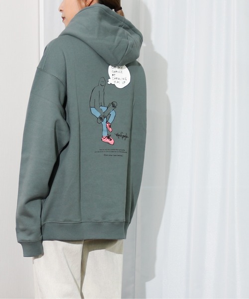 Mark Gonzales(マーク・ゴンザレス)の「MARK GONZALES/マークゴンザレス 裏起毛 イラストプリント入り BIGプルパーカー ”SKATER"(パーカー・メンズ・グリーン/パープル/ブラック/グレイッシュベージュ・MEDIUM/X-LARGE/LARGE)」の19枚目の写真
