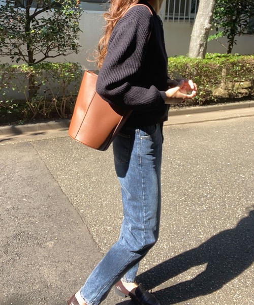 LAUIR（ラウアー）の「畦編みラウンドネックカーディガン（カーディガン/ボレロ・レディース・ブラック/ベージュ/モカ/ダークネイビー/ピンクベージュ・FREE）」の8枚目の写真