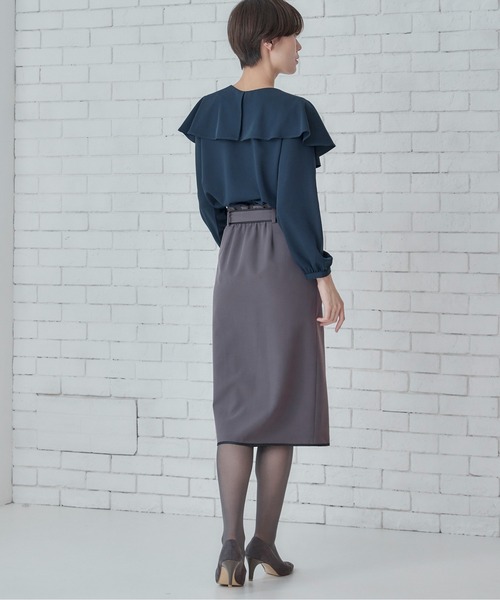 12Twelve Agenda（トゥエルブ　アジェンダ）の「2wayリボンビッグカラーブラウス（シャツ/ブラウス・レディース・ブルーグリーン/ブラック・M）」の3枚目の写真