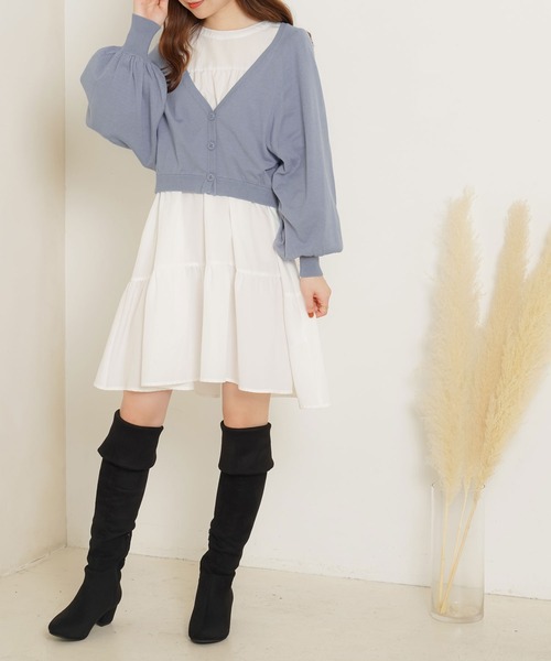 Newlyme(ニューリーミー)の「ボリュームスリーブショートカーディガン(カーディガン/ボレロ・レディース・ホワイト/ブラック/パープル/ブラウン/ブルーグレー/ピンクベージュ/グレイッシュベージュ・MEDIUM/LARGE/X-LARGE)」の12枚目の写真