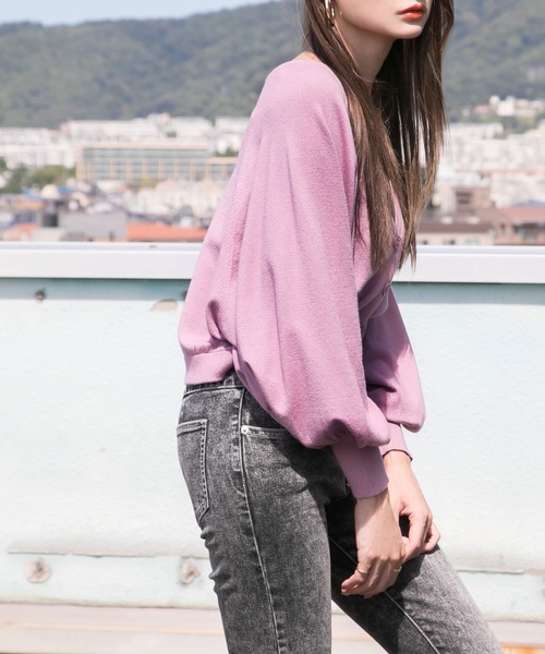 Newlyme(ニューリーミー)の「ボリュームスリーブショートカーディガン(カーディガン/ボレロ・レディース・ホワイト/ブラック/パープル/ブラウン/ブルーグレー/ピンクベージュ/グレイッシュベージュ・MEDIUM/LARGE/X-LARGE)」の19枚目の写真