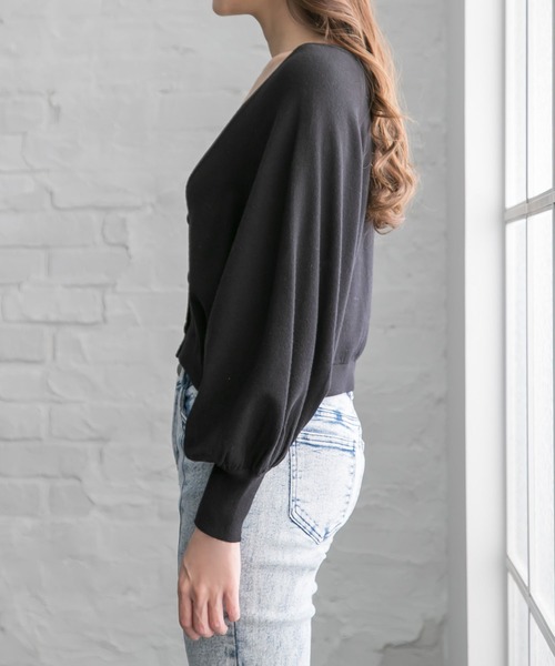 Newlyme(ニューリーミー)の「ボリュームスリーブショートカーディガン(カーディガン/ボレロ・レディース・ホワイト/ブラック/パープル/ブラウン/ブルーグレー/ピンクベージュ/グレイッシュベージュ・MEDIUM/LARGE/X-LARGE)」の20枚目の写真