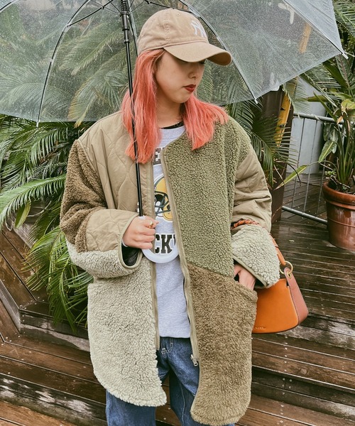 ROOPTOKYO（ループトウキョウ）の「PANEL CUTTING JACKET キルティング パッチワーク ボアジャケット（ミリタリージャケット・メンズ・オリーブ/ベージュ/ブラック・M/L/S）」の3枚目の写真