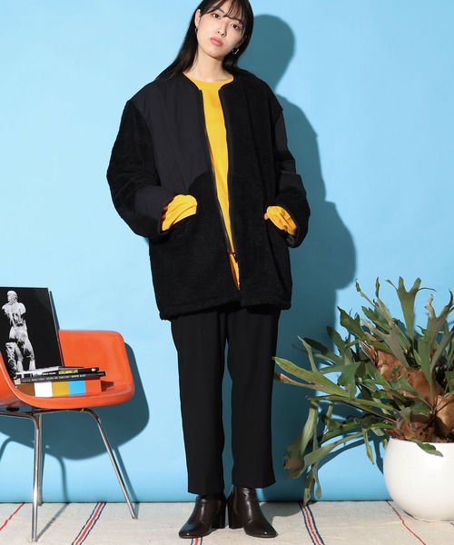 ROOPTOKYO（ループトウキョウ）の「PANEL CUTTING JACKET キルティング パッチワーク ボアジャケット（ミリタリージャケット・メンズ・オリーブ/ベージュ/ブラック・M/L/S）」の4枚目の写真