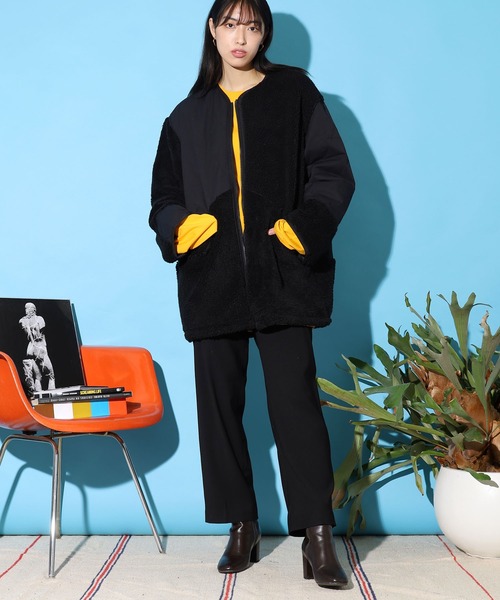 ROOPTOKYO（ループトウキョウ）の「PANEL CUTTING JACKET キルティング パッチワーク ボアジャケット（ミリタリージャケット・メンズ・オリーブ/ベージュ/ブラック・M/L/S）」の5枚目の写真