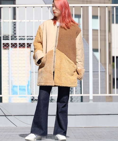 ROOPTOKYO（ループトウキョウ）の「PANEL CUTTING JACKET キルティング パッチワーク ボアジャケット（ミリタリージャケット・メンズ・オリーブ/ベージュ/ブラック・M/L/S）」の22枚目の写真