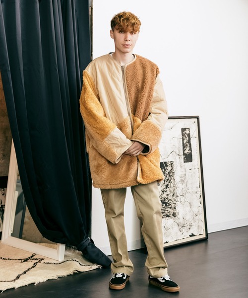 ROOPTOKYO（ループトウキョウ）の「PANEL CUTTING JACKET キルティング パッチワーク ボアジャケット（ミリタリージャケット・メンズ・オリーブ/ベージュ/ブラック・M/L/S）」の16枚目の写真