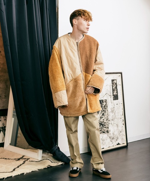 ROOPTOKYO（ループトウキョウ）の「PANEL CUTTING JACKET キルティング パッチワーク ボアジャケット（ミリタリージャケット・メンズ・オリーブ/ベージュ/ブラック・M/L/S）」の17枚目の写真