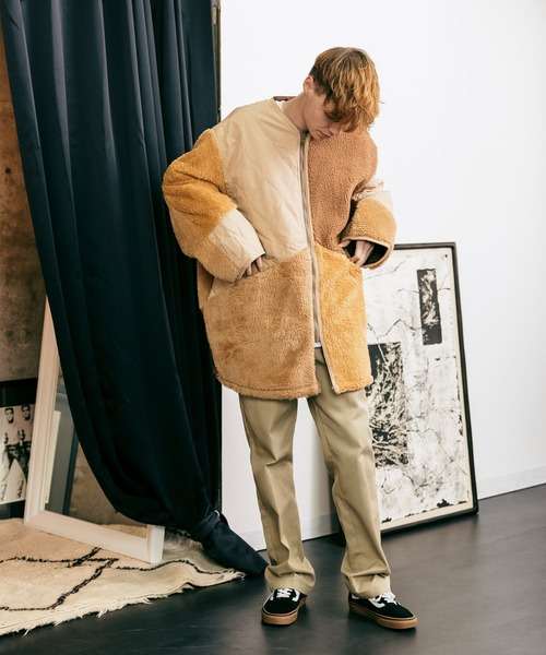 ROOPTOKYO（ループトウキョウ）の「PANEL CUTTING JACKET キルティング パッチワーク ボアジャケット（ミリタリージャケット・メンズ・オリーブ/ベージュ/ブラック・M/L/S）」の18枚目の写真