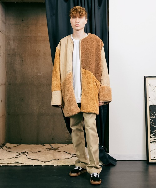ROOPTOKYO（ループトウキョウ）の「PANEL CUTTING JACKET キルティング パッチワーク ボアジャケット（ミリタリージャケット・メンズ・オリーブ/ベージュ/ブラック・M/L/S）」の19枚目の写真