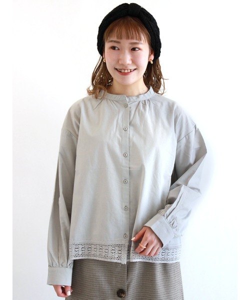 ehka sopo（エヘカソポ）の「裾レースブラウス（シャツ/ブラウス・レディース・オフホワイト/チャコール/キナリ/グレー・ﾌﾘ-）」の4枚目の写真