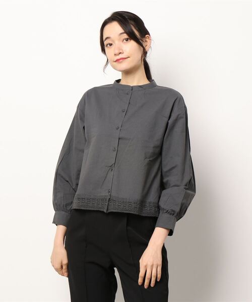 ehka sopo（エヘカソポ）の「裾レースブラウス（シャツ/ブラウス・レディース・オフホワイト/チャコール/キナリ/グレー・ﾌﾘ-）」の8枚目の写真