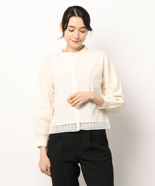 ehka sopo（エヘカソポ）の「裾レースブラウス（シャツ/ブラウス・レディース・オフホワイト/チャコール/キナリ/グレー・ﾌﾘ-）」の13枚目の写真