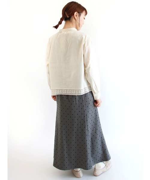 ehka sopo（エヘカソポ）の「裾レースブラウス（シャツ/ブラウス・レディース・オフホワイト/チャコール/キナリ/グレー・ﾌﾘ-）」の14枚目の写真
