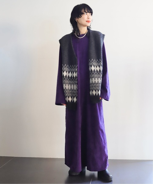 CITYSHOP（シティーショップ）の「VELVETEEN KAFTAN DRESS 2：ワンピース（ワンピース・レディース・パープル・38/36）」の6枚目の写真