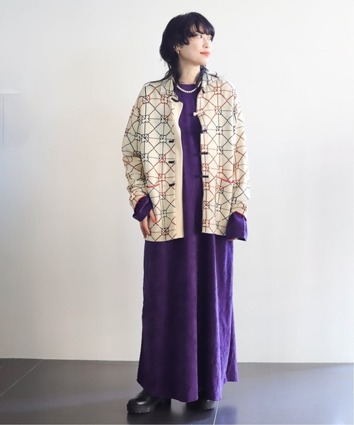 CITYSHOP（シティーショップ）の「VELVETEEN KAFTAN DRESS 2：ワンピース（ワンピース・レディース・パープル・38/36）」の7枚目の写真