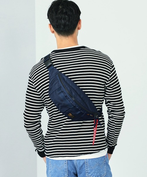 Alpha Industries（アルファインダストリーズ）の「ナイロンコーデュラツイル ウエストバッグ（ボディバッグ/ウエストポーチ・メンズ・ブラック/グレー系その他/グリーン/ネイビー・FREE）」の9枚目の写真