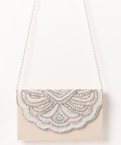Cupid Heart（キューピッドハート）の「【Cupid Heart】結婚式バッグ　スカラップビーズ刺繍クラッチバッグ（クラッチバッグ・レディース・シルバー/ベージュ/グレー/ピンク/ブラック・MEDIUM）」の6枚目の写真