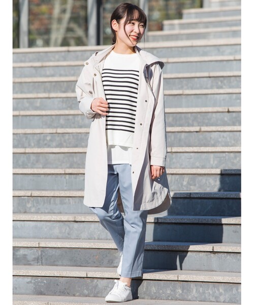 SHOO・LA・RUE（シューラルー）の「◆【M-LL】ラウンドヘム・ゆるシルエットミリタリーコート（モッズコート・レディース・ブラック/オリーブ/アイボリー/グリーン系・02/03/04）」の9枚目の写真