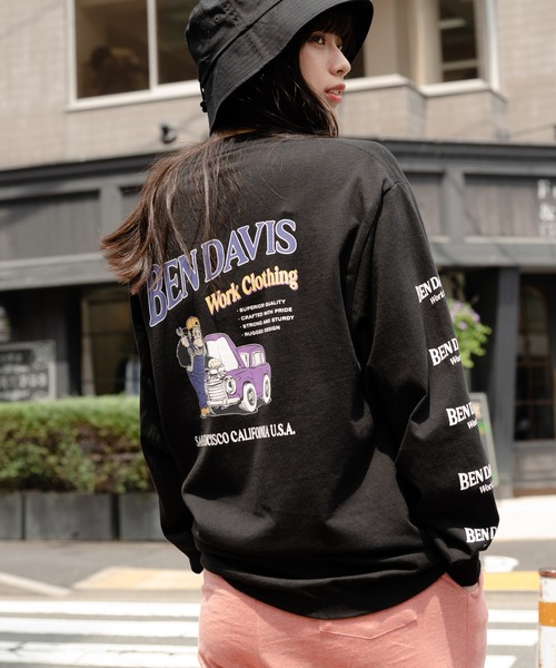 BEN DAVIS(ベンデイビス)の「【BEN DAVIS/ベンデイビス】袖プリントロンT バックプリント(Tシャツ/カットソー・メンズ・ホワイト/ブラック/ダークグリーン・MEDIUM/LARGE/X-LARGE)」の11枚目の写真