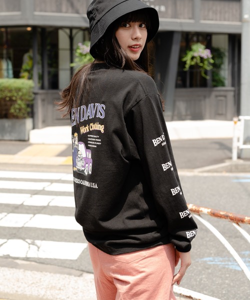 BEN DAVIS(ベンデイビス)の「【BEN DAVIS/ベンデイビス】袖プリントロンT バックプリント(Tシャツ/カットソー・メンズ・ホワイト/ブラック/ダークグリーン・MEDIUM/LARGE/X-LARGE)」の12枚目の写真