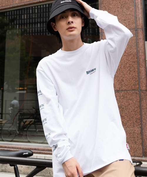 BEN DAVIS(ベンデイビス)の「【BEN DAVIS/ベンデイビス】袖プリントロンT バックプリント(Tシャツ/カットソー・メンズ・ホワイト/ブラック/ダークグリーン・MEDIUM/LARGE/X-LARGE)」の6枚目の写真