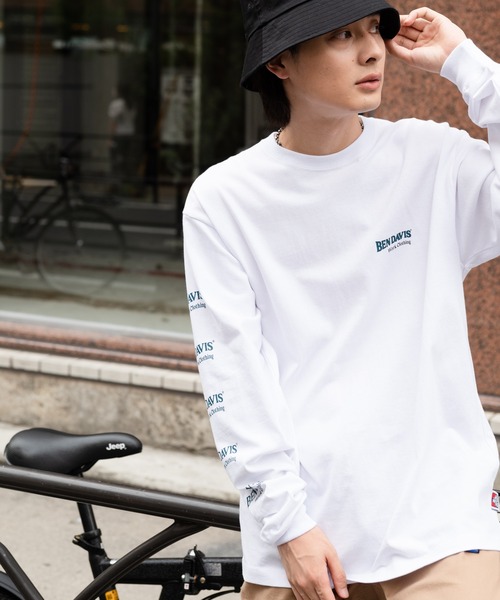 BEN DAVIS(ベンデイビス)の「【BEN DAVIS/ベンデイビス】袖プリントロンT バックプリント(Tシャツ/カットソー・メンズ・ホワイト/ブラック/ダークグリーン・MEDIUM/LARGE/X-LARGE)」の7枚目の写真