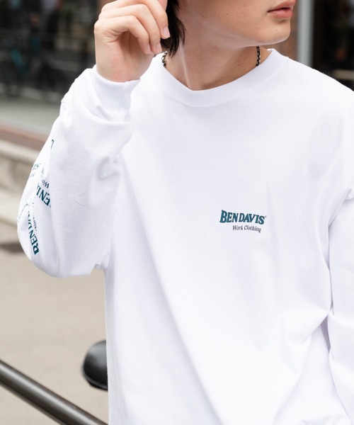 BEN DAVIS(ベンデイビス)の「【BEN DAVIS/ベンデイビス】袖プリントロンT バックプリント(Tシャツ/カットソー・メンズ・ホワイト/ブラック/ダークグリーン・MEDIUM/LARGE/X-LARGE)」の8枚目の写真