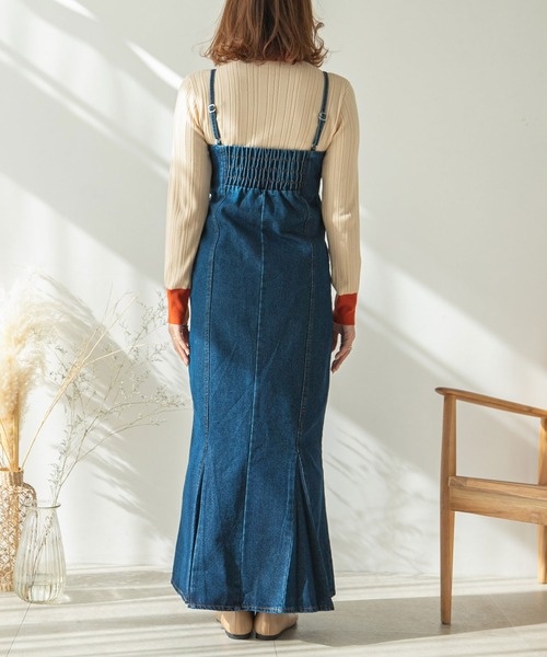 rectangle（レクタングル）の「デニムマーメイドキャミワンピース（ワンピース・レディース・ブラック/ブルー/アイボリー・FREE）」の11枚目の写真