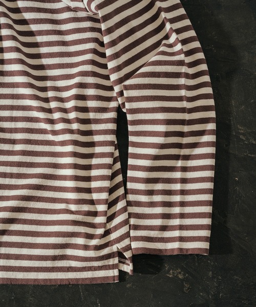 khakito（カーキト）の「フランス軍ボーダーバスクシャツアレンジTシャツ（Tシャツ/カットソー・レディース・モカ/レッド/オリーブ・FREE）」の14枚目の写真