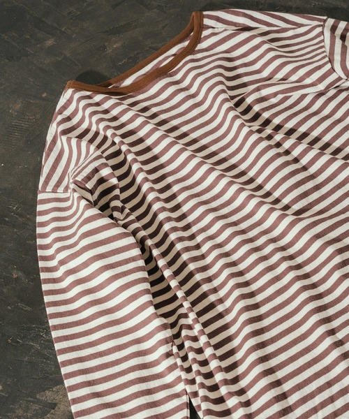 khakito（カーキト）の「フランス軍ボーダーバスクシャツアレンジTシャツ（Tシャツ/カットソー・レディース・モカ/レッド/オリーブ・FREE）」の15枚目の写真