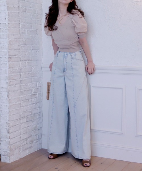 ROYAL PARTY(ロイヤルパーティー)の「袖シアーカシュクールニットトップス(ニット/セーター・レディース・ブラック/ベージュ/グリーン・FREE)」の20枚目の写真