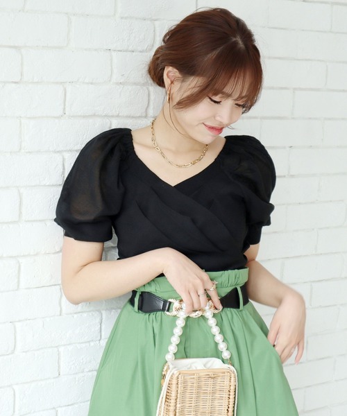 ROYAL PARTY(ロイヤルパーティー)の「袖シアーカシュクールニットトップス(ニット/セーター・レディース・ブラック/ベージュ/グリーン・FREE)」の17枚目の写真