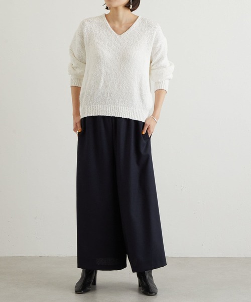 BEARDSLEY（ビアズリー）の「ウエストリブツイード調パンツ（その他パンツ・レディース・ネイビー/グレー・1/0）」の6枚目の写真