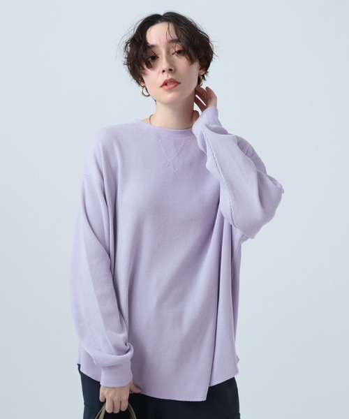 BAYFLOW（ベイフロー）の「ワッフルBIGプルオーバー（Tシャツ/カットソー・レディース・ブラック/オフホワイト/カーキ/イエロー/ラベンダー・FREE）」の4枚目の写真