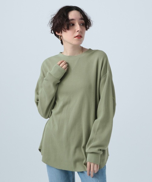 BAYFLOW（ベイフロー）の「ワッフルBIGプルオーバー（Tシャツ/カットソー・レディース・ブラック/オフホワイト/カーキ/イエロー/ラベンダー・FREE）」の3枚目の写真