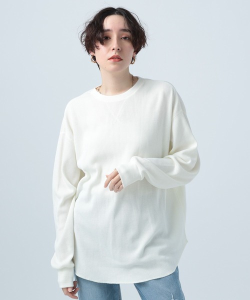 BAYFLOW（ベイフロー）の「ワッフルBIGプルオーバー（Tシャツ/カットソー・レディース・ブラック/オフホワイト/カーキ/イエロー/ラベンダー・FREE）」の17枚目の写真