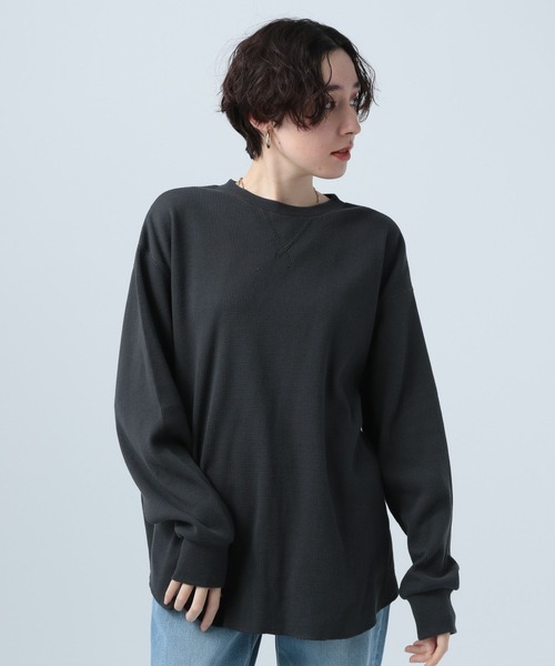 BAYFLOW（ベイフロー）の「ワッフルBIGプルオーバー（Tシャツ/カットソー・レディース・ブラック/オフホワイト/カーキ/イエロー/ラベンダー・FREE）」の12枚目の写真