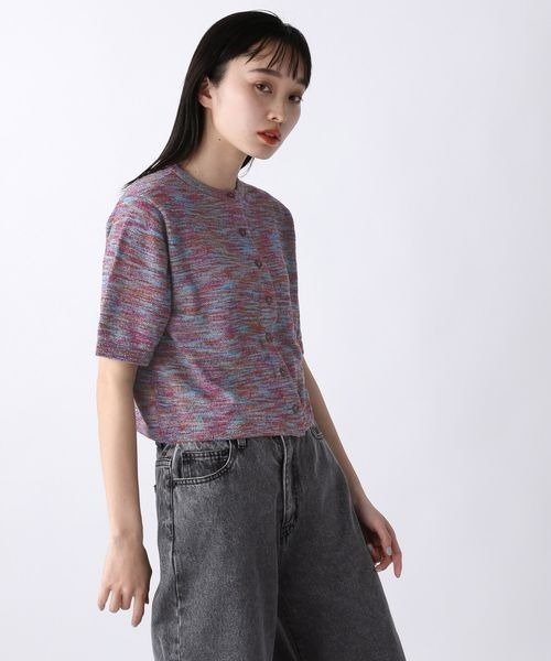 JEANASIS(ジーナシス)の「14GダンゾメブークレショートカーディガンSS/277886(カーディガン/ボレロ・レディース・ブラック系その他/グリーン系その他/ピンク系その他・FREE)」の3枚目の写真