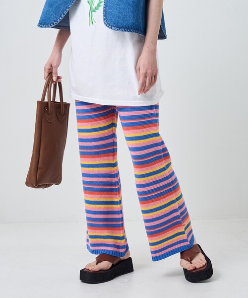 FREAK'S STORE（フリークスストア）の「カラフルボーダーニットパンツ（その他パンツ・レディース・ブルー/グリーン・ﾌﾘ-）」の5枚目の写真