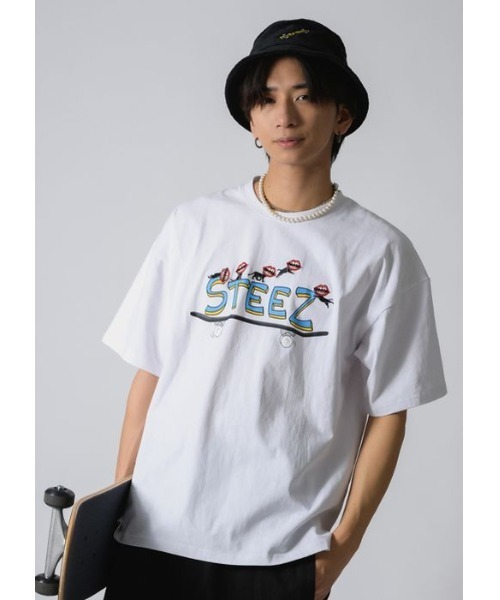 RE730(アールイーセブンサーティー)の「RE730 なみおくんキャット ビッグシルエットTシャツ(Tシャツ/カットソー・メンズ・ブラック/オフホワイト・MEDIUM/LARGE/X-LARGE)」の1枚目の写真