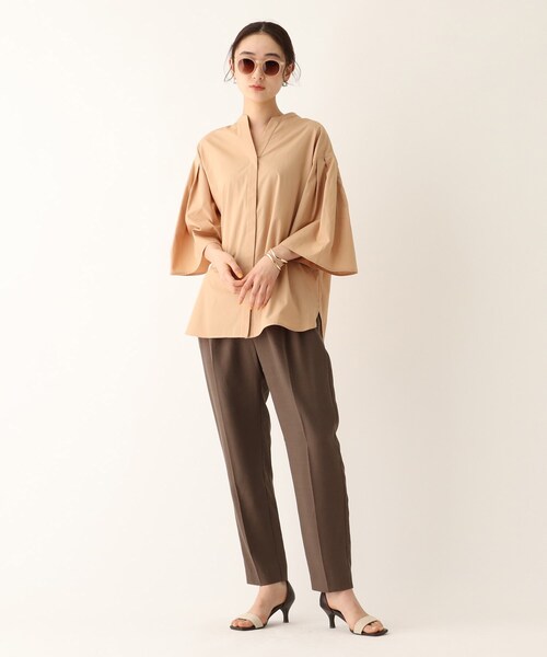 OPAQUE.CLIP（オペークドットクリップ）の「◆フレアスリーブ スキッパーシャツ【WEB限定サイズ】（シャツ/ブラウス・レディース・ブラック/ベージュ/グリーン/ホワイト系/ブルー系5/オレンジ系9・40/38/36）」の22枚目の写真