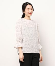 Samansa Mos2 blue | 花柄シアーブラウス(シャツ/ブラウス)