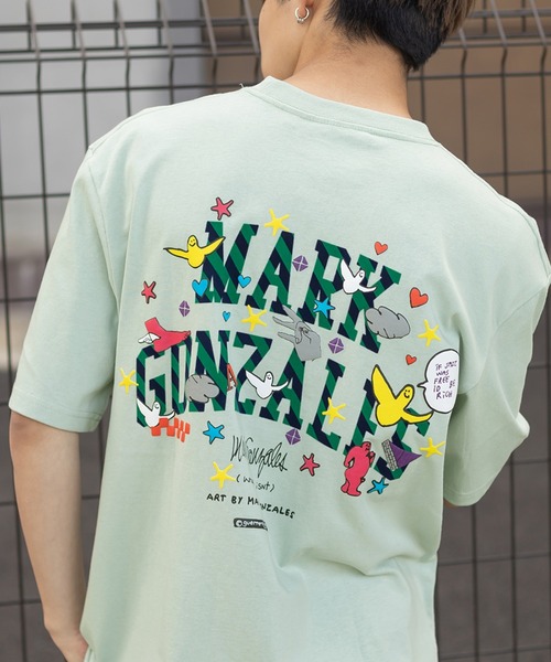 (What it isNt)ART BY MARKGONZALES(ワットイットイズント)の「【(What it isNt) ART BY MARK GONZALES/ワットイズイズント マークゴンザレス】アートデザインバックプリントTシャツ/ワンポイント/ビッグシルエット(Tシャツ/カットソー・メンズ・ライトグリーン/ブラック/ホワイト/ブルー/グレー・L/XL/M)」の5枚目の写真