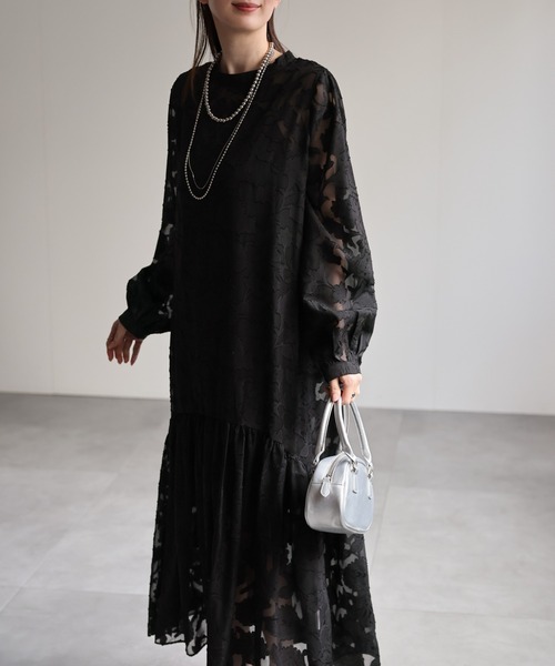 セール】新柄登場【選べる柄】フラワーティアードワンピース（インナー