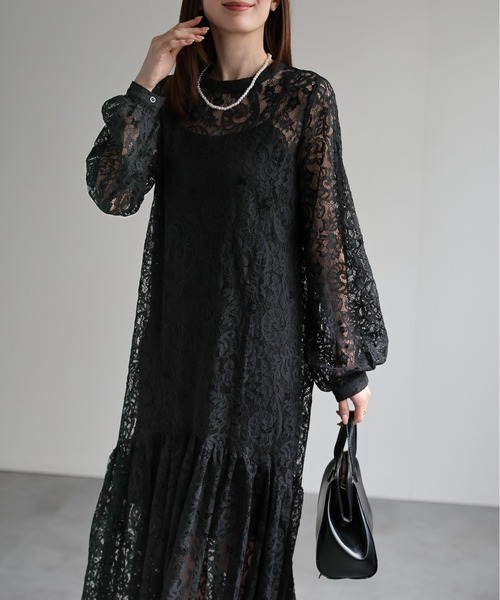 セール】新柄登場【選べる柄】フラワーティアードワンピース（インナー