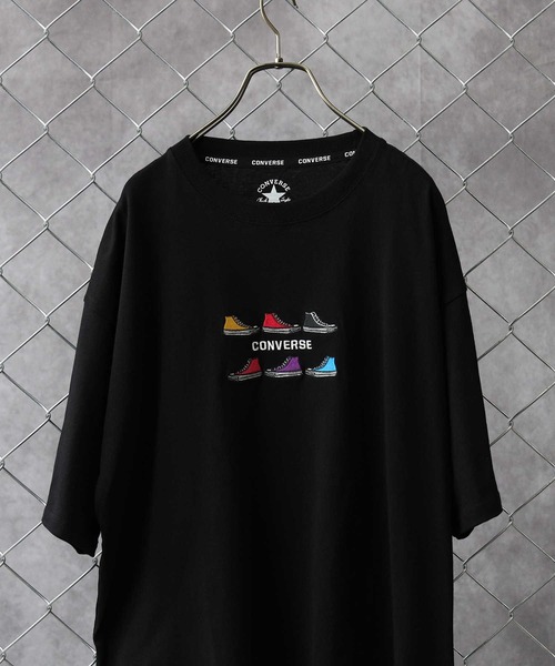 CONVERSE（コンバース）の「【CONVERSE】SIXシューズ刺繍＆発砲Ｔシャツ（Tシャツ/カットソー・メンズ・サックスブルー/グレー/ホワイト×ホワイト/ブラック×ホワイト/オリーブ/ホワイト/ブラック×グレー/ブラック・XL/L/M）」の3枚目の写真