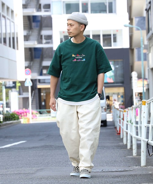 CONVERSE（コンバース）の「【CONVERSE】SIXシューズ刺繍＆発砲Ｔシャツ（Tシャツ/カットソー・メンズ・サックスブルー/グレー/ホワイト×ホワイト/ブラック×ホワイト/オリーブ/ホワイト/ブラック×グレー/ブラック・XL/L/M）」の12枚目の写真